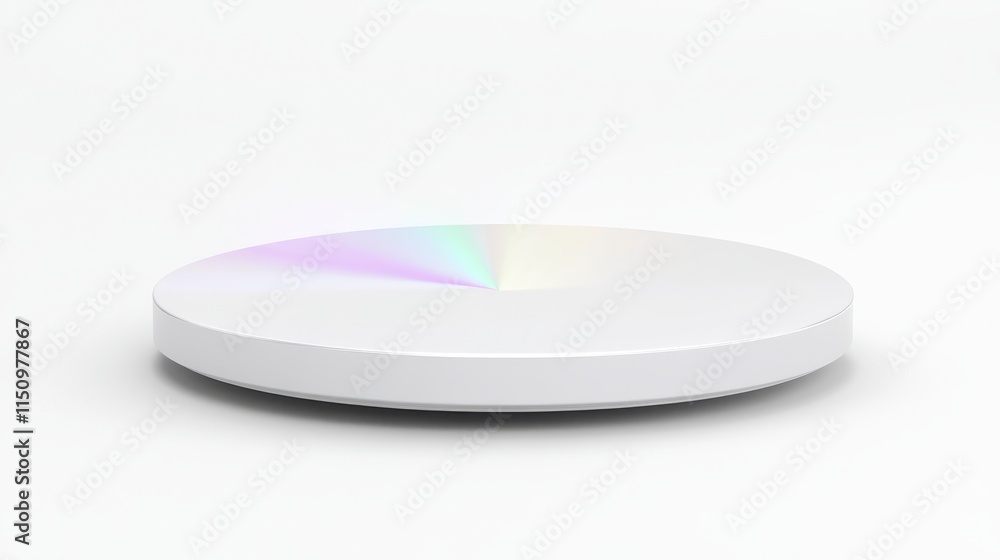 Poster a sleek, minimalist circular object with a subtle color gradient, set against a plain white backgrou