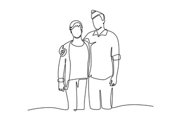 Happy Veterans Day concept. Single line draw design vector graphic illustration.