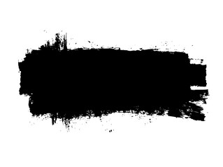 Fototapeta premium Bold Black Brushstroke Grunge Rectangle, Rough black brushstroke in a rectangular shape on white background, ideal for grunge design, abstract art, or creative layouts.