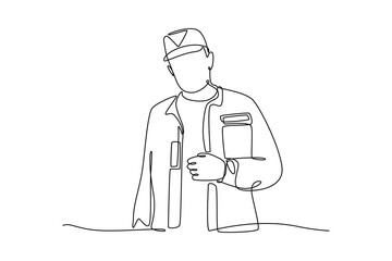 Happy Veterans Day concept. Single line draw design vector graphic illustration.