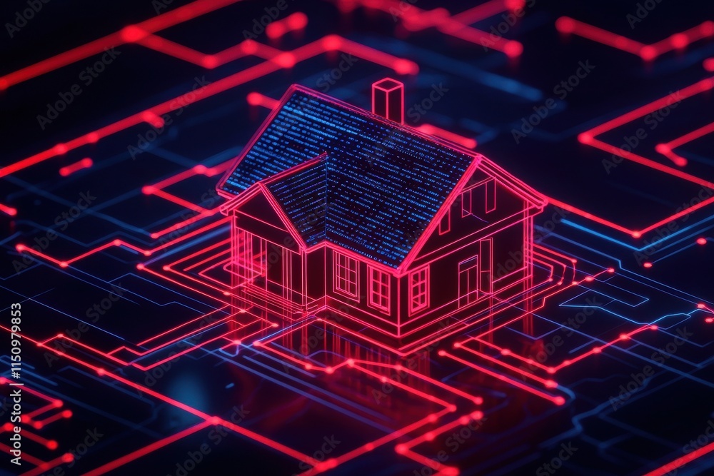 Poster exploring digital home concepts in virtual space futuristic technology 3d render abstract environmen