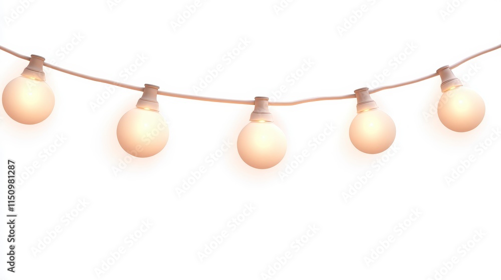 Poster a string of glowing bulbs hangs against a plain background, creating a warm and inviting ambiance.
