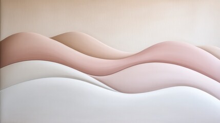 Obraz premium A minimalist artwork featuring soft, undulating waves in neutral tones, creating a tranquil and serene visual experience.