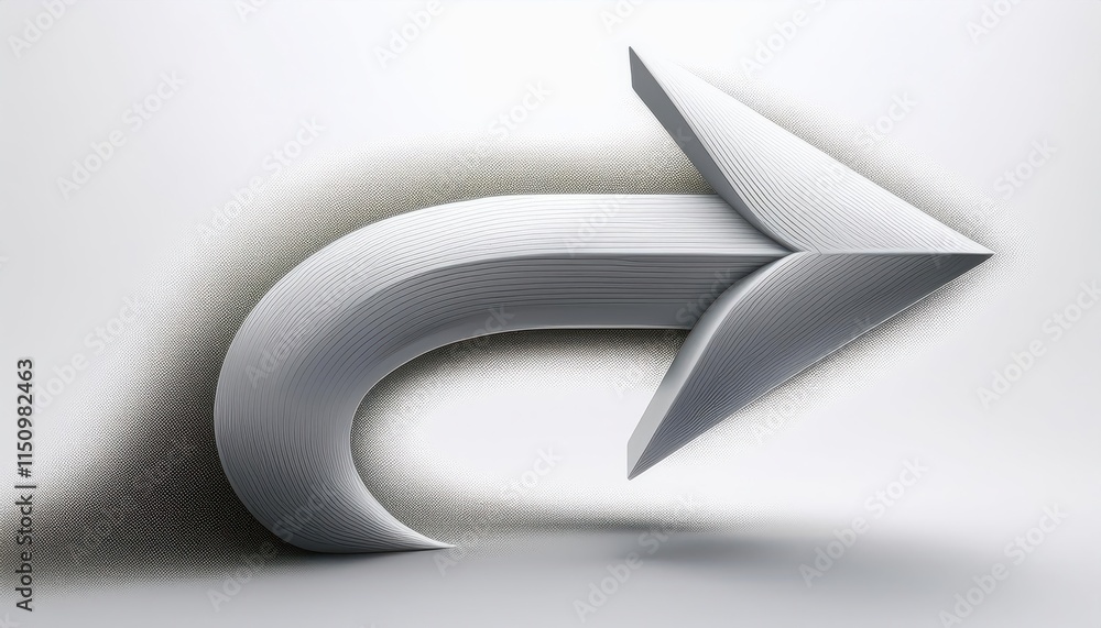 Poster a stylized arrow curves upward, symbolizing growth and progress with a textured, dynamic design.