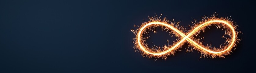 Valentine endless passion. Infinity symbol created with sparkling light effects.