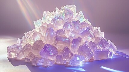 Fototapeta premium Towering Mound of Glistening Amethyst Crystals Under Stark Studio Lighting