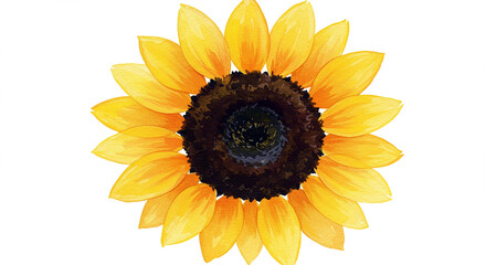 Fototapeta premium Vibrant Yellow Sunflower Watercolor Painting Floral Art Summer Bloom Nature Botany