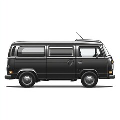 Black van, side view.