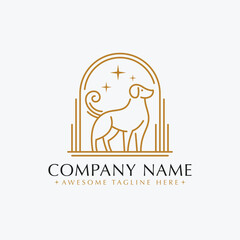 Luxury dog line art logo vector. Pet shop and cosmetic brand identity template.