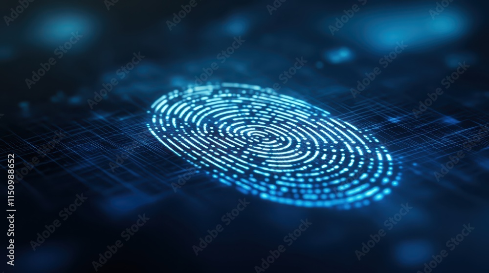 Poster detailed closeup of fingerprint pattern on dark background for security and identification