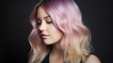 Fototapeta premium Woman with Pastel Pink and Blonde Wavy Hair