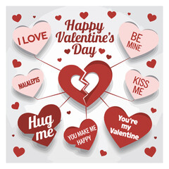 Happy Valentine Day Design with White Background