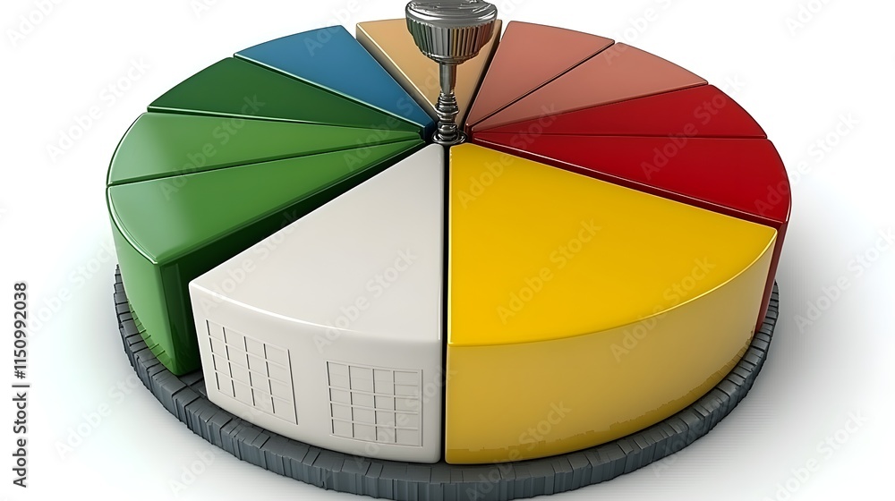 Poster colorful pie chart visualization office infographic professional setting aerial view data analysis