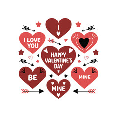 Happy Valentine Day Design with White Background