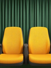 Fototapeta premium Vibrant yellow seats in public transport setting urban environment close-up view modern concept