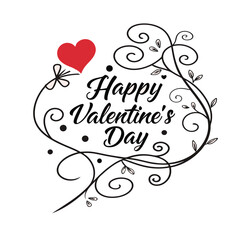 Happy Valentine Day Design with White Background