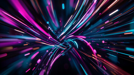 Dynamic Neon Streaks in Futuristic Abstract Motion