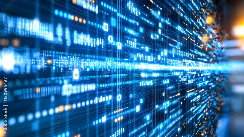 Poster data stream visualization technology lab digital art futuristic environment abstract concept