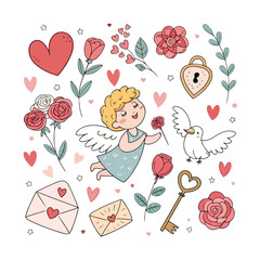 Happy Valentine Day Design with White Background