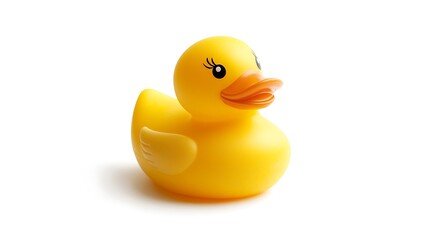 Yellow rubber duck toy isolated on white background. (1)