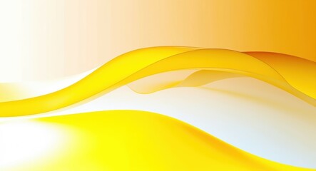 Abstract waves, golden yellow gradient, smooth curves, flowing lines, minimalist design, bright background, subtle texture, dynamic composition, graphic art, digital illustration, fluid shapes, warm t