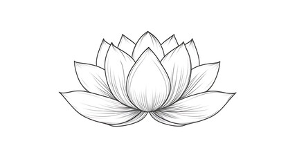 Line art drawing of a lotus flower.