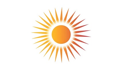 Fototapeta premium Stylized sun icon, orange and yellow gradient, isolated on white.