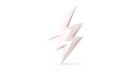 3D lightning bolt symbol, white, power icon.