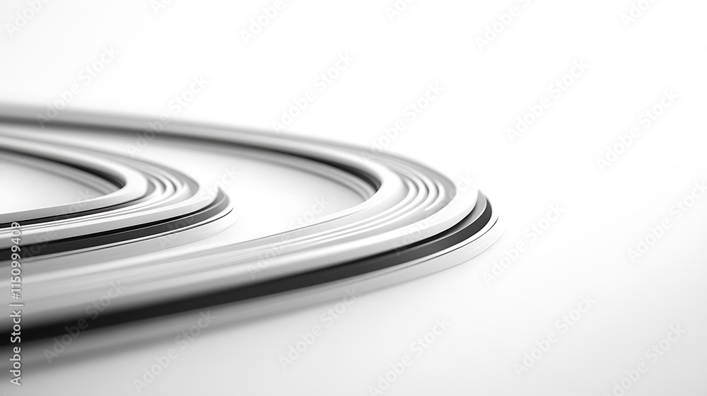 Poster abstract grayscale curved lines on white background.