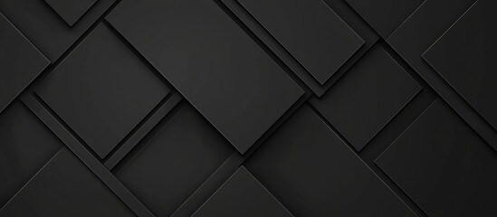 Sleek black background with overlapping squares creates modern aesthetic