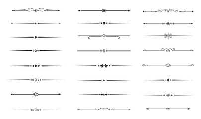 Set of Vintage decorative lines. text dividers. Line border. Lines separators, Borders, Vintage dividers, Underline elements. Vector illustration