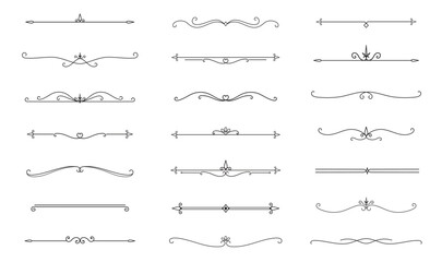 Set of Vintage decorative lines. text dividers. Line border. Lines separators, Borders, Vintage dividers, Underline elements. Vector illustration