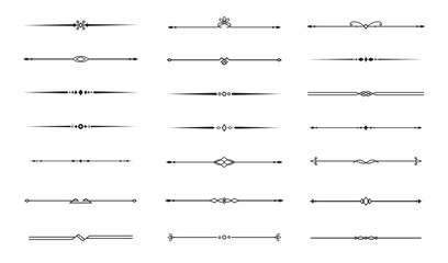Set of Vintage decorative lines. text dividers. Line border. Lines separators, Borders, Vintage dividers, Underline elements. Vector illustration