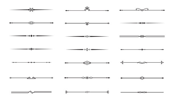 Set of Vintage decorative lines. text dividers. Line border. Lines separators, Borders, Vintage dividers, Underline elements. Vector illustration