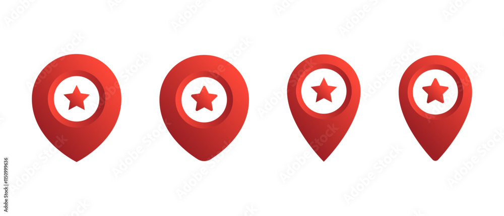 Poster map pointer with star icon in gradient style. favorite place marker sign symbol