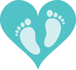 Baby Footprints Inside a Blue Heart