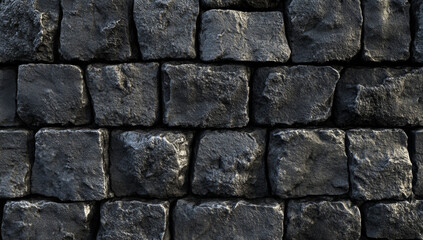 Fototapeta premium Rough black stone wall texture with seamless appearance, ideal for backgrounds