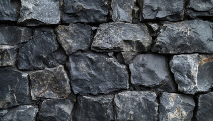 Rugged black stone wall texture with natural, earthy feel