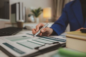 Businessman financial accounting and business cost planning, accountant reviewing company...