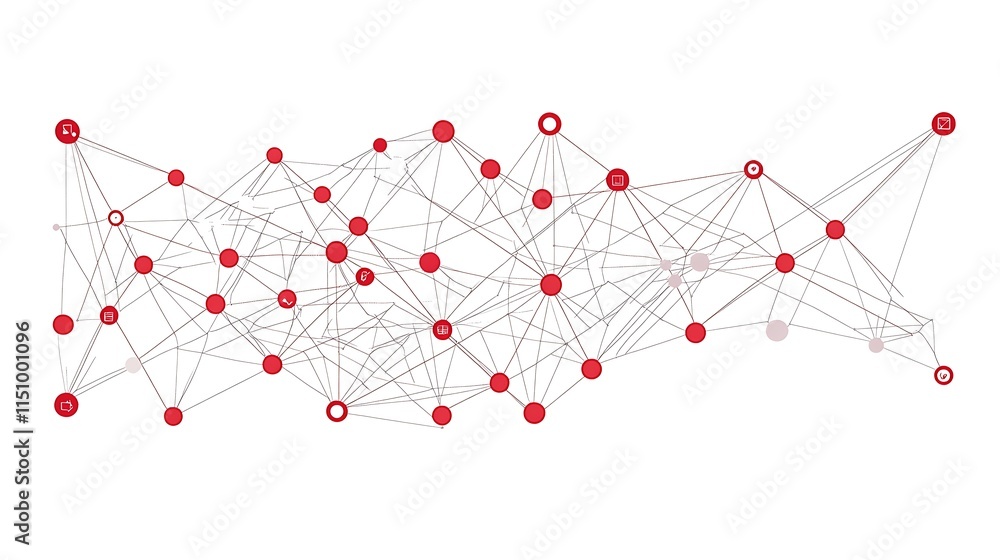 Aufkleber Abstract network connection nodes and lines.