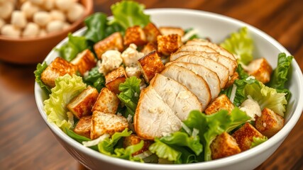 Delicious Caesar Salad with Roasted Chicken - AI Food Photography