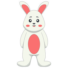 Cute Cartoon Rabbit Character on White Background. Isolated Vector Illustration.
