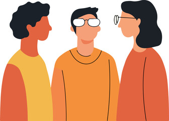 Three Friends Engaging in Conversation