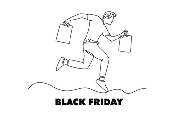 Black Friday sale concept. Single line draw design vector graphic illustration.