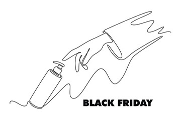 Black Friday sale concept. Single line draw design vector graphic illustration.