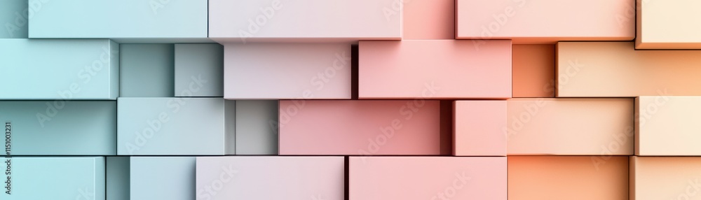 Aufkleber a colorful, abstract arrangement of stacked rectangular blocks creates a modern, visually appealing 