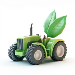 Obraz premium A green tractor with large leaves symbolizes eco-friendly farming and sustainability in agriculture.
