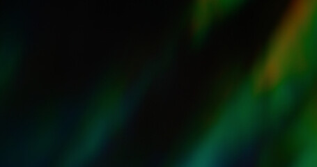 Blur color flare. Glowing light effect. Defocused leak green yellow rays flickers holographic...