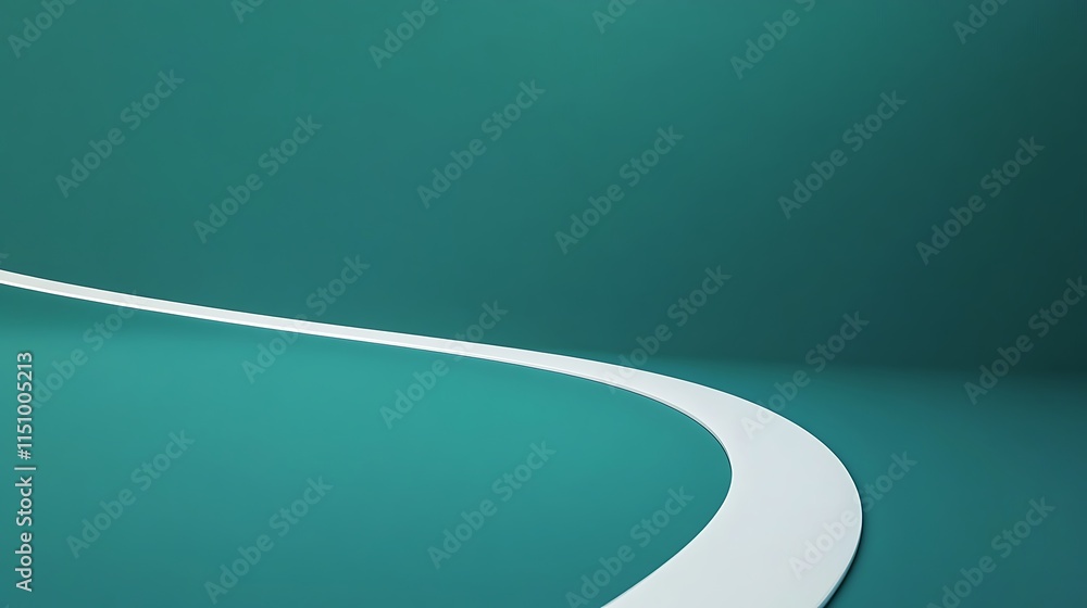 Poster abstract teal background with a white curved line.
