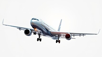 Fototapeta premium Flying Airplane Isolated White Background - Travel Photography